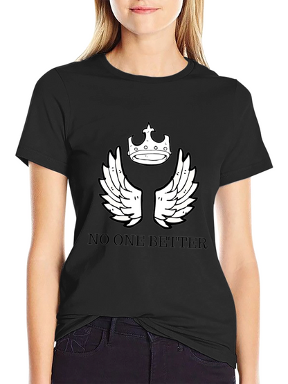 Black T-Shirt with Crown and Wings Design