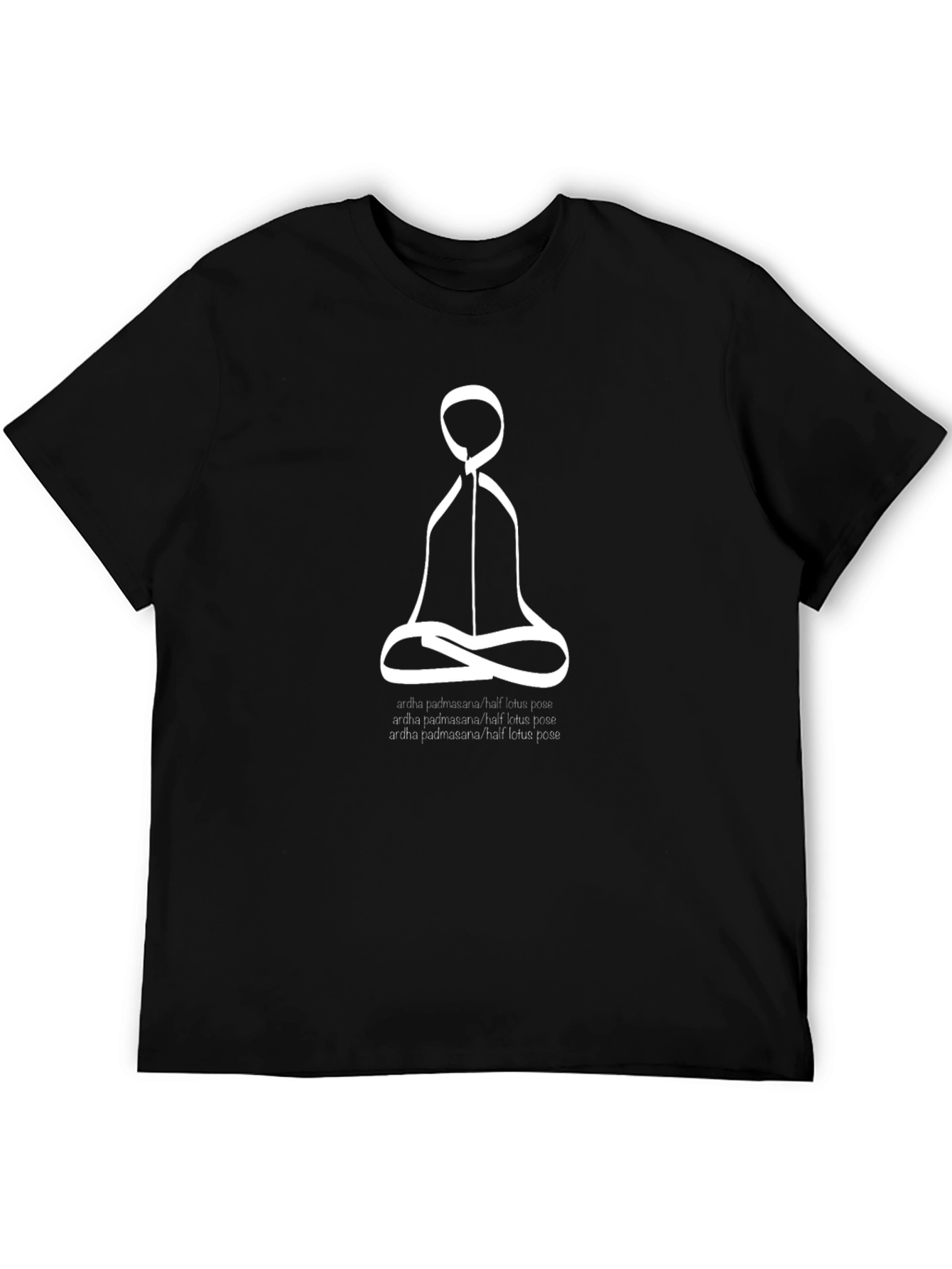 Yoga Lotus Pose Graphic Tee - Black Cotton Blend