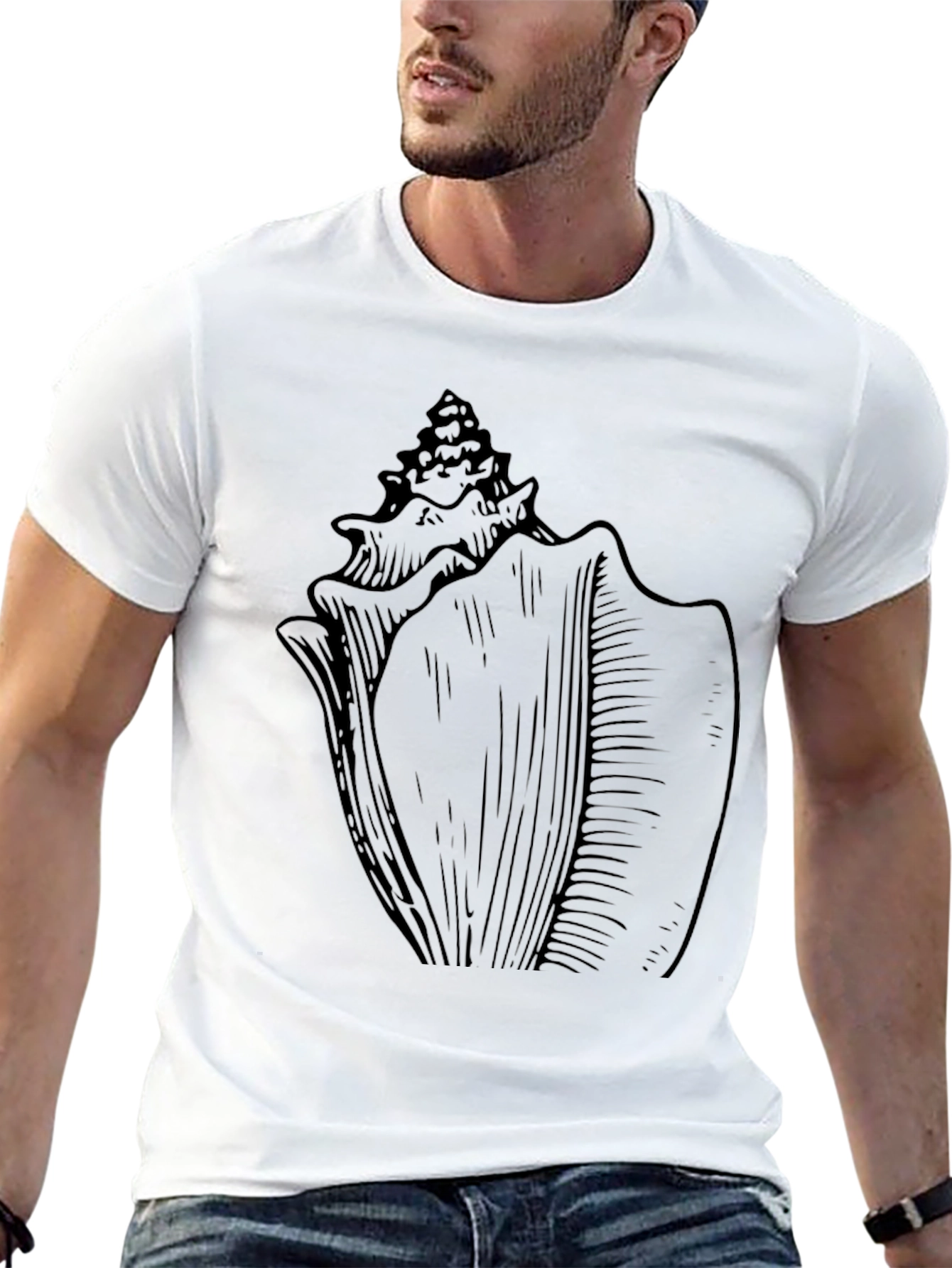 Seashell Graphic T-Shirt - Black Cotton Tee