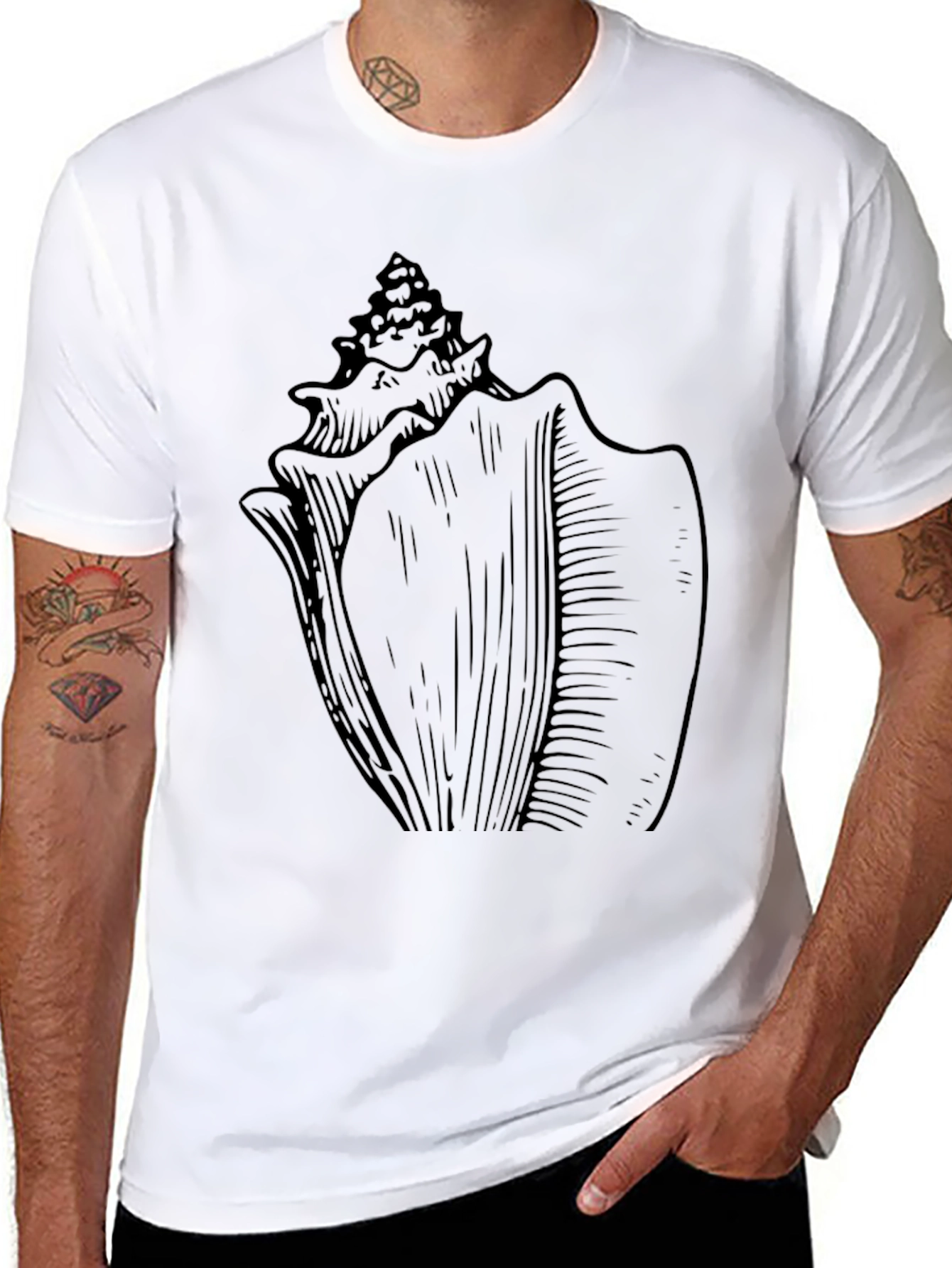 Seashell Graphic T-Shirt - Black Cotton Tee