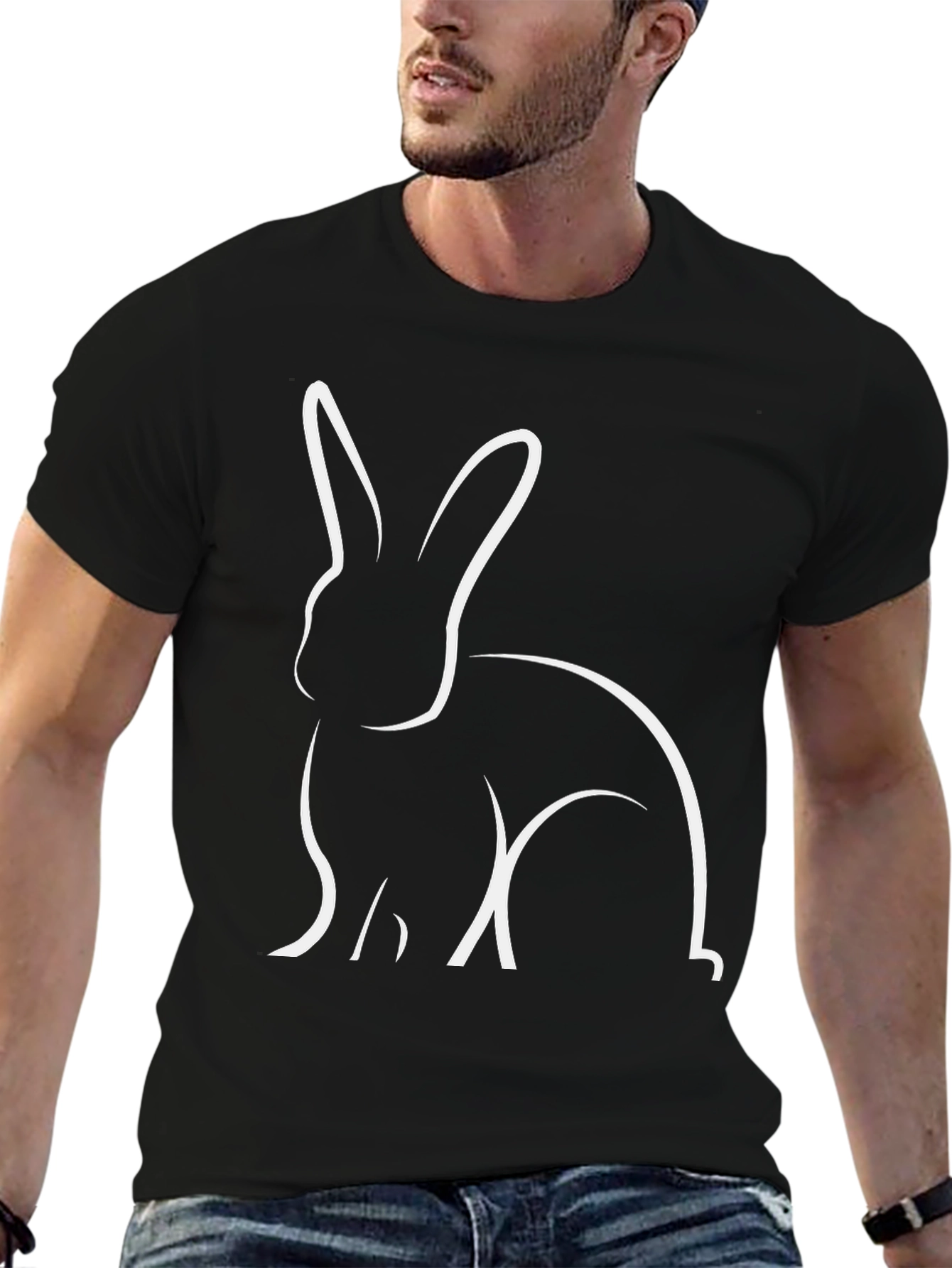 Rabbit Outline Graphic T-Shirt