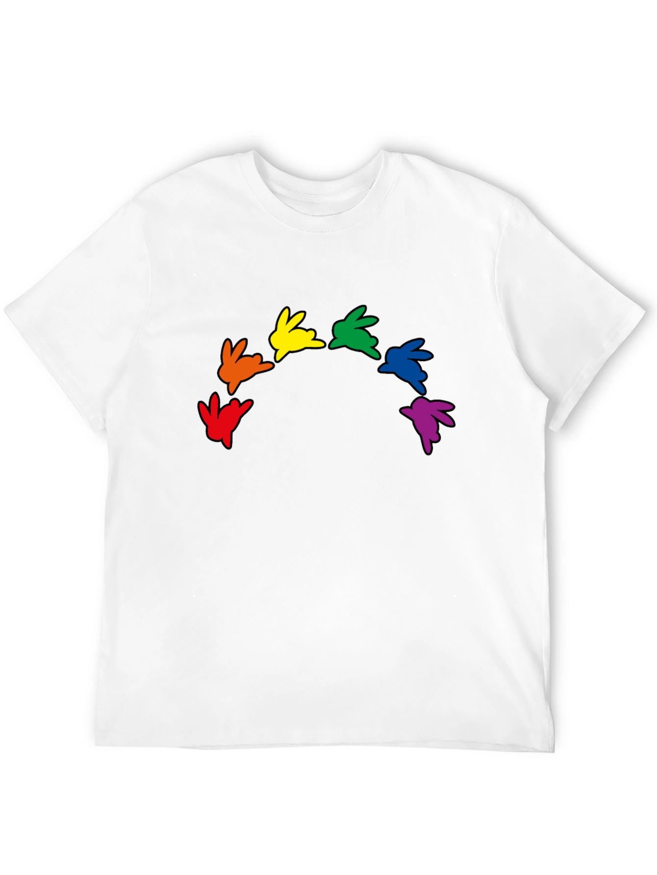 Rainbow Bunny Graphic Black T-Shirt