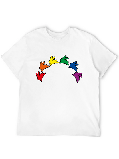 Rainbow Bunny Graphic Black T-Shirt