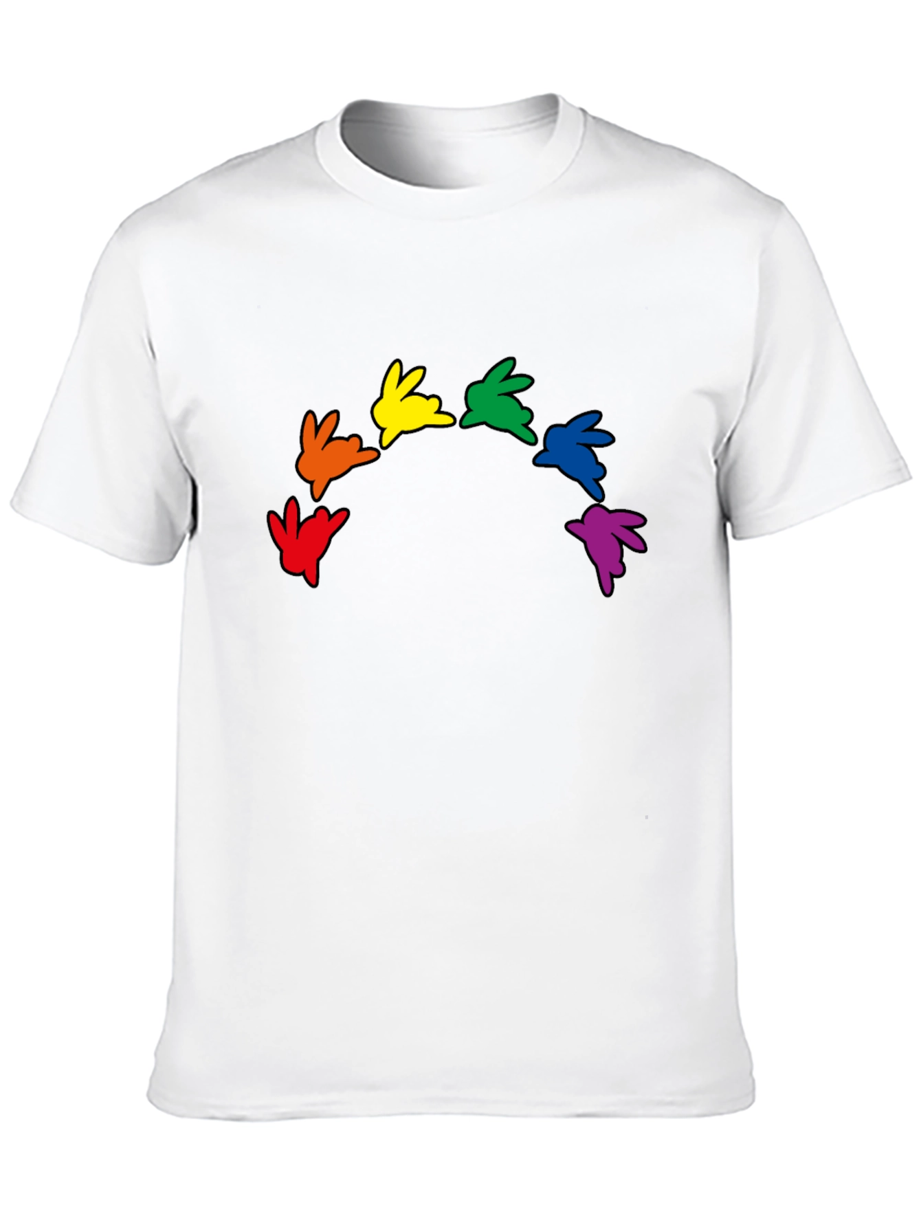 Rainbow Bunny Graphic Black T-Shirt