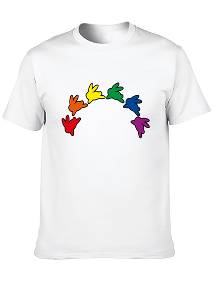Rainbow Bunny Graphic Black T-Shirt
