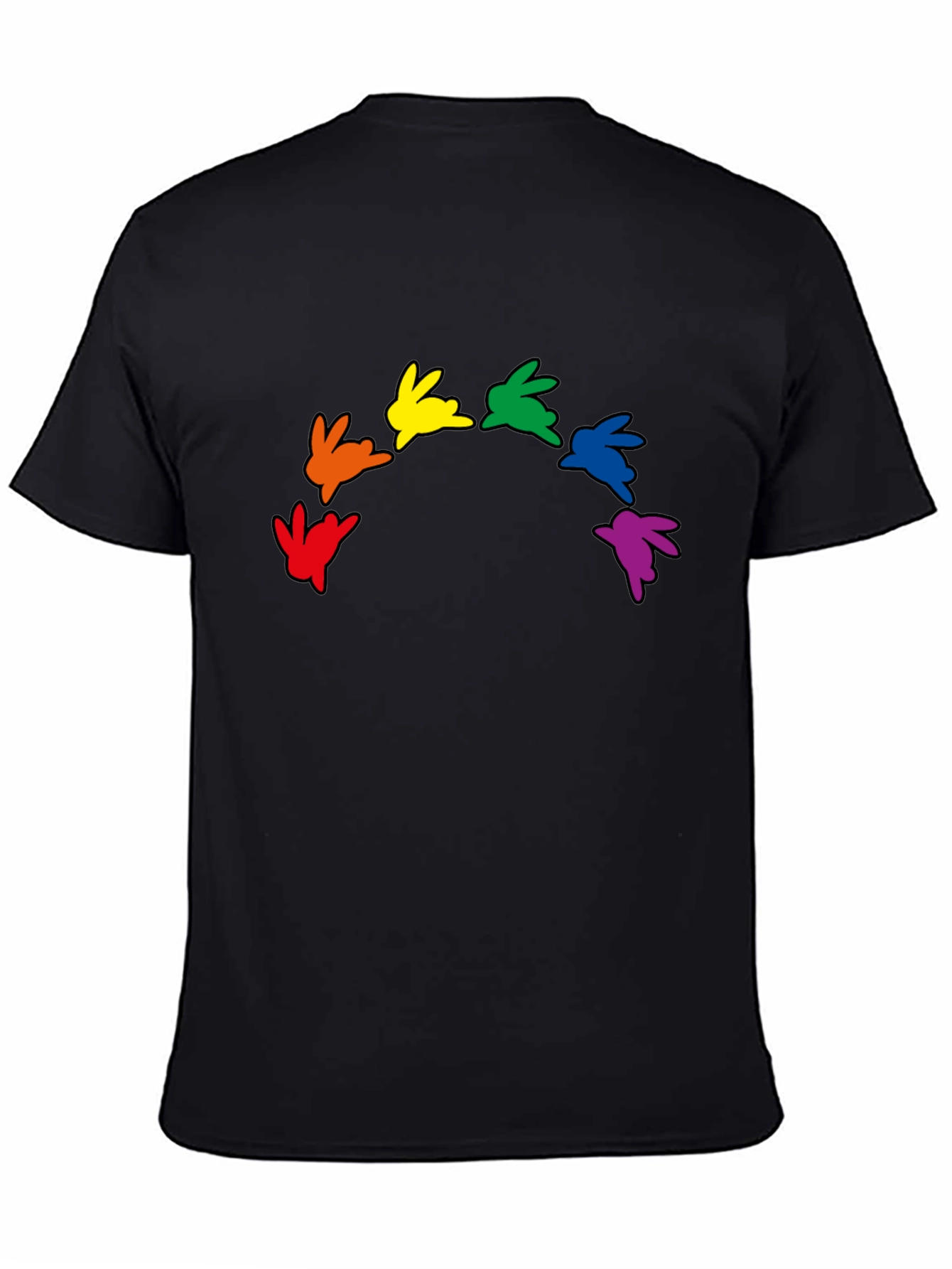 Rainbow Bunny Graphic Black T-Shirt