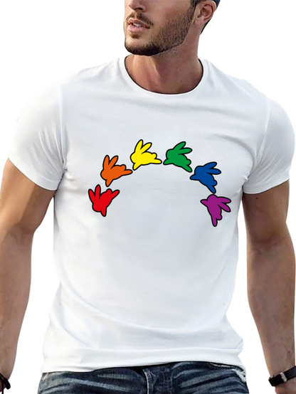 Rainbow Bunny Graphic Black T-Shirt