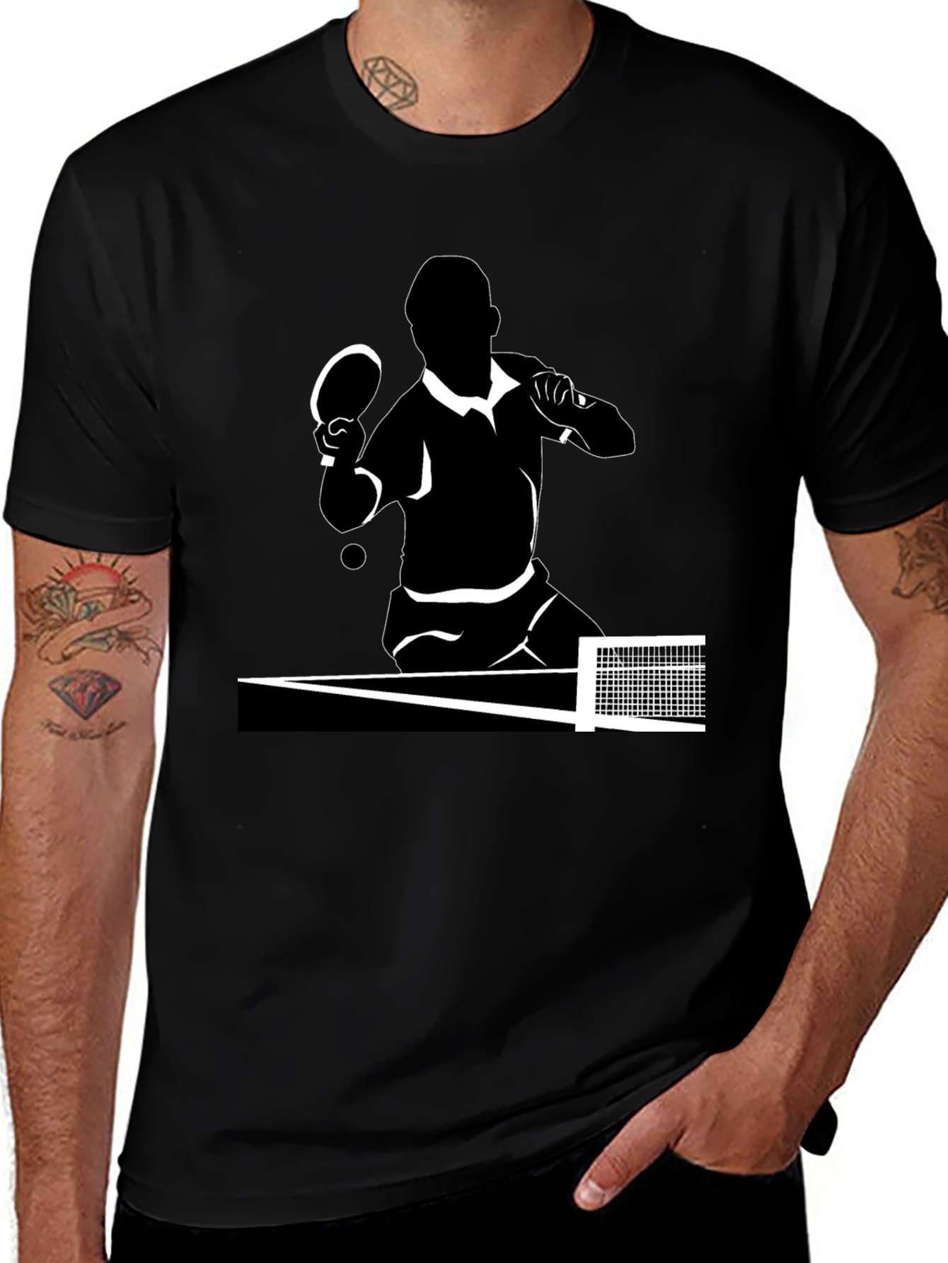 Table Tennis Player Graphic Tee - Black