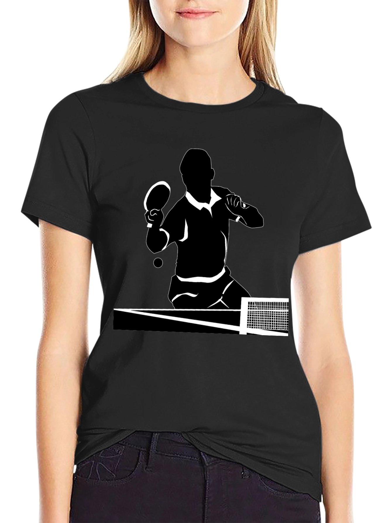 Table Tennis Player Graphic Tee - Black