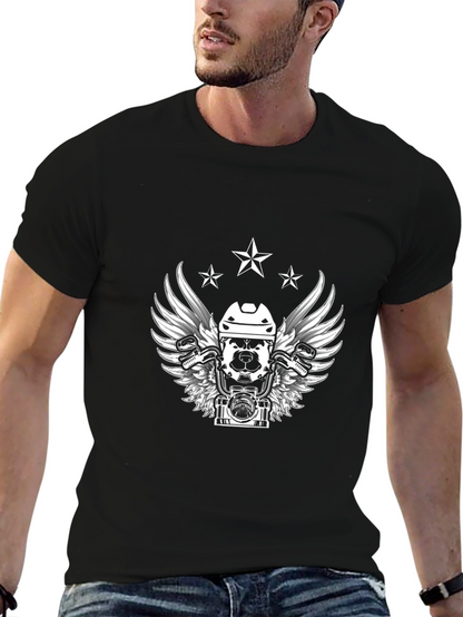 Black T-Shirt with Hockey Dog Graphic