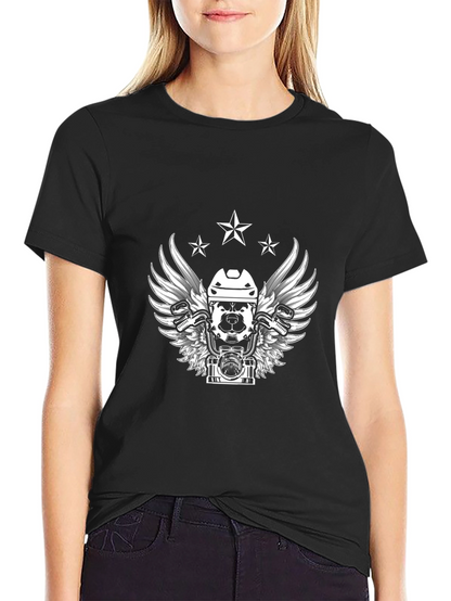 Black T-Shirt with Hockey Dog Graphic