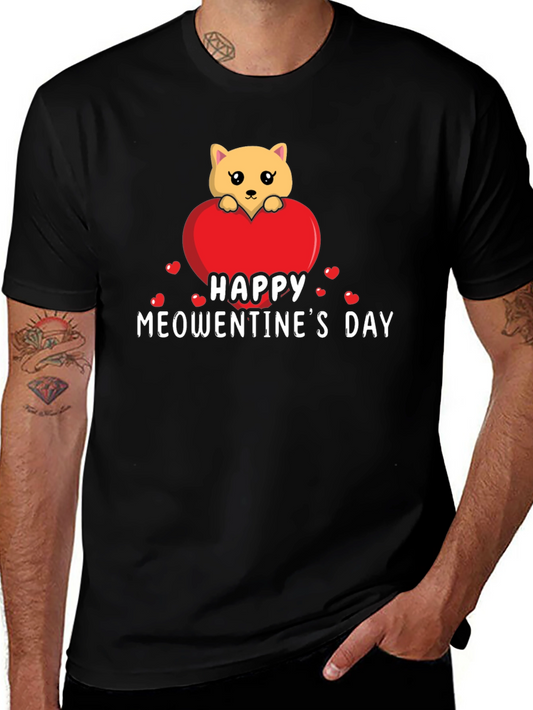 Happy Meowentines Day Black T-Shirt