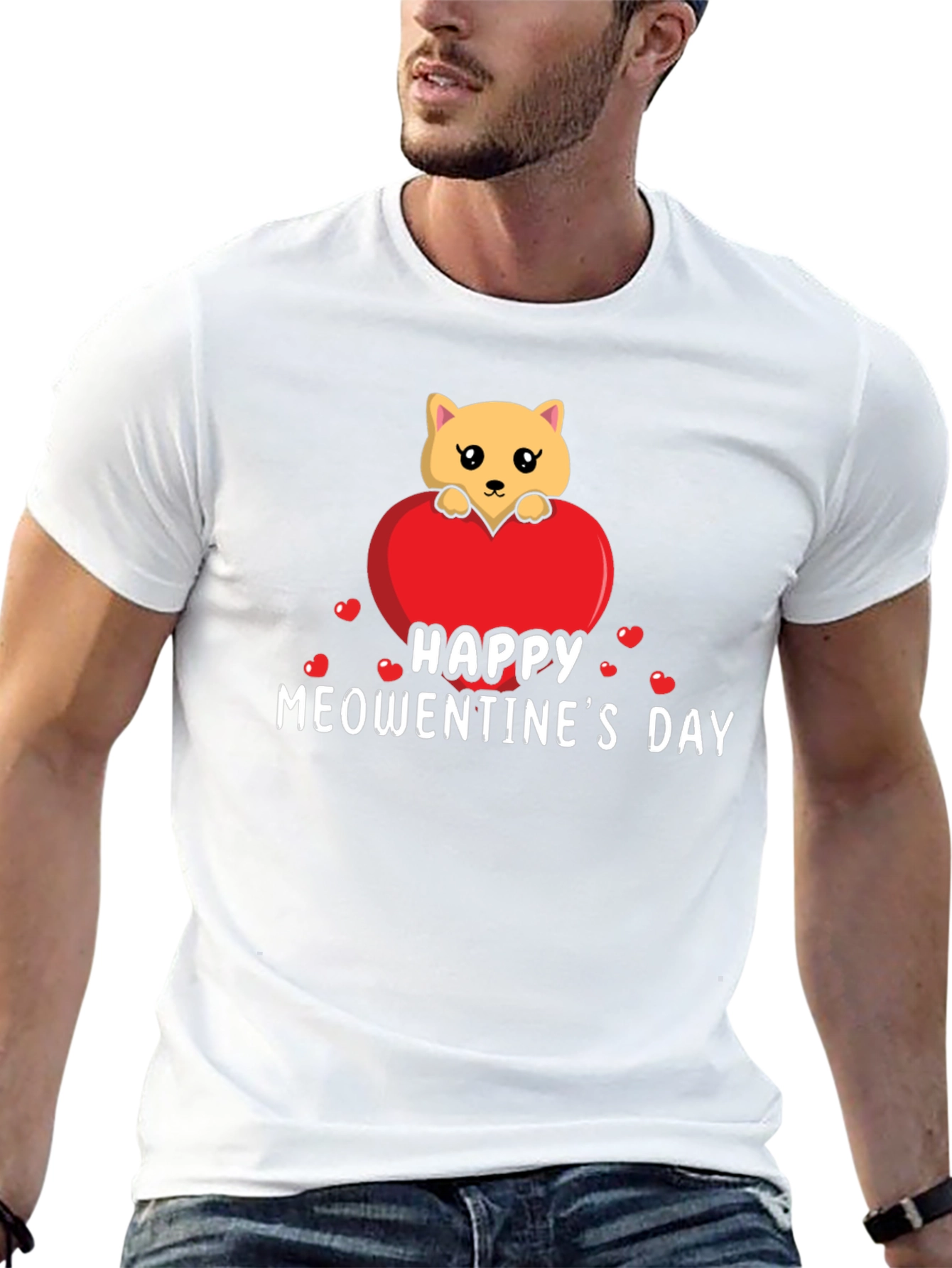Happy Meowentines Day Black T-Shirt