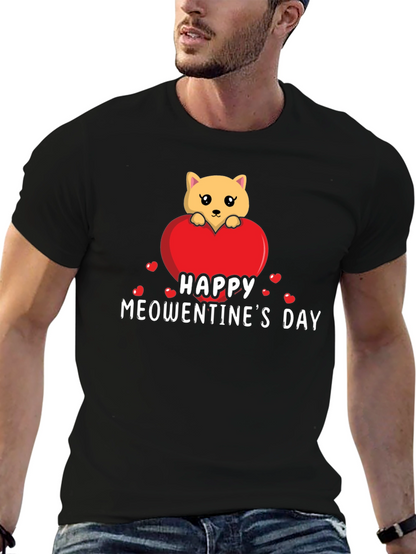 Happy Meowentines Day Black T-Shirt