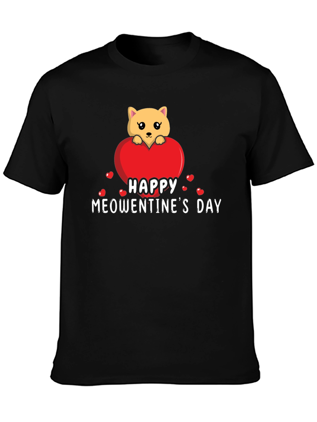 Happy Meowentines Day Black T-Shirt