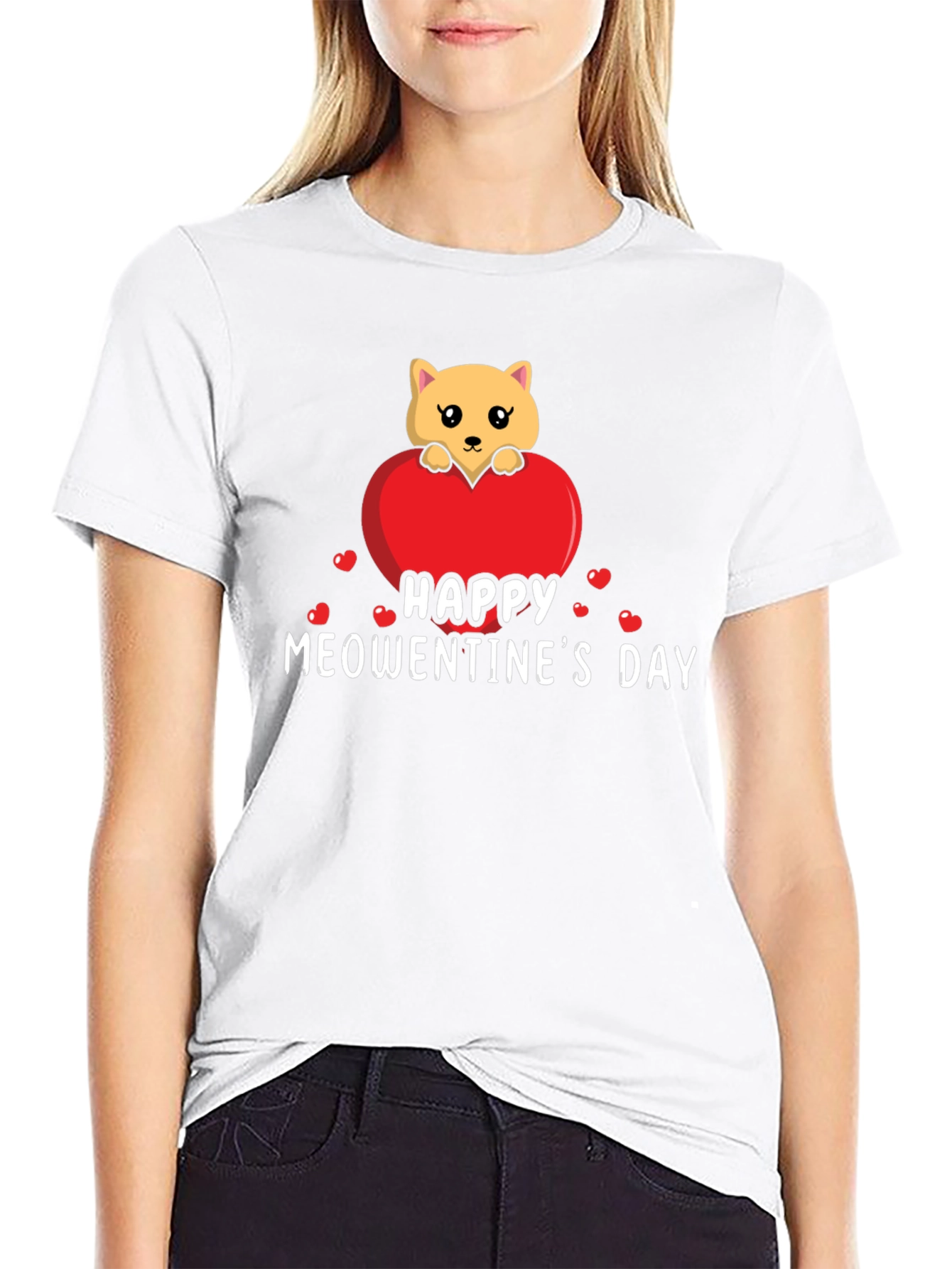 Happy Meowentines Day Black T-Shirt