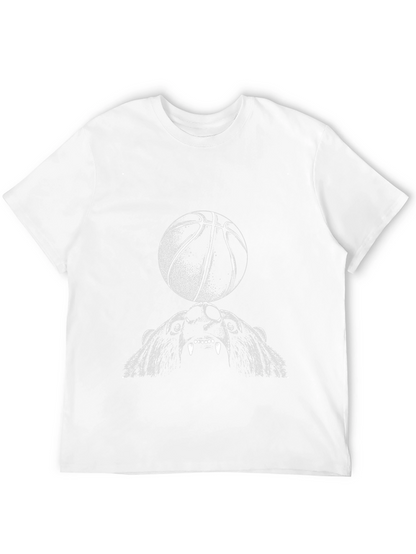 Bear and Basketball Graphic Tee - Black
