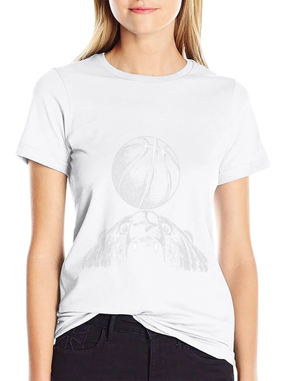Bear and Basketball Graphic Tee - Black