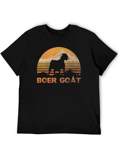 Boer Goat Sunset Graphic Tee - Black Cotton T-Shirt