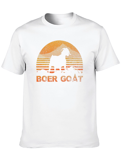 Boer Goat Sunset Graphic Tee - Black Cotton T-Shirt