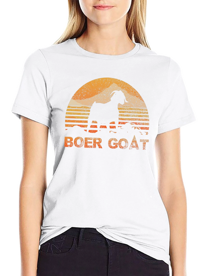 Boer Goat Sunset Graphic Tee - Black Cotton T-Shirt