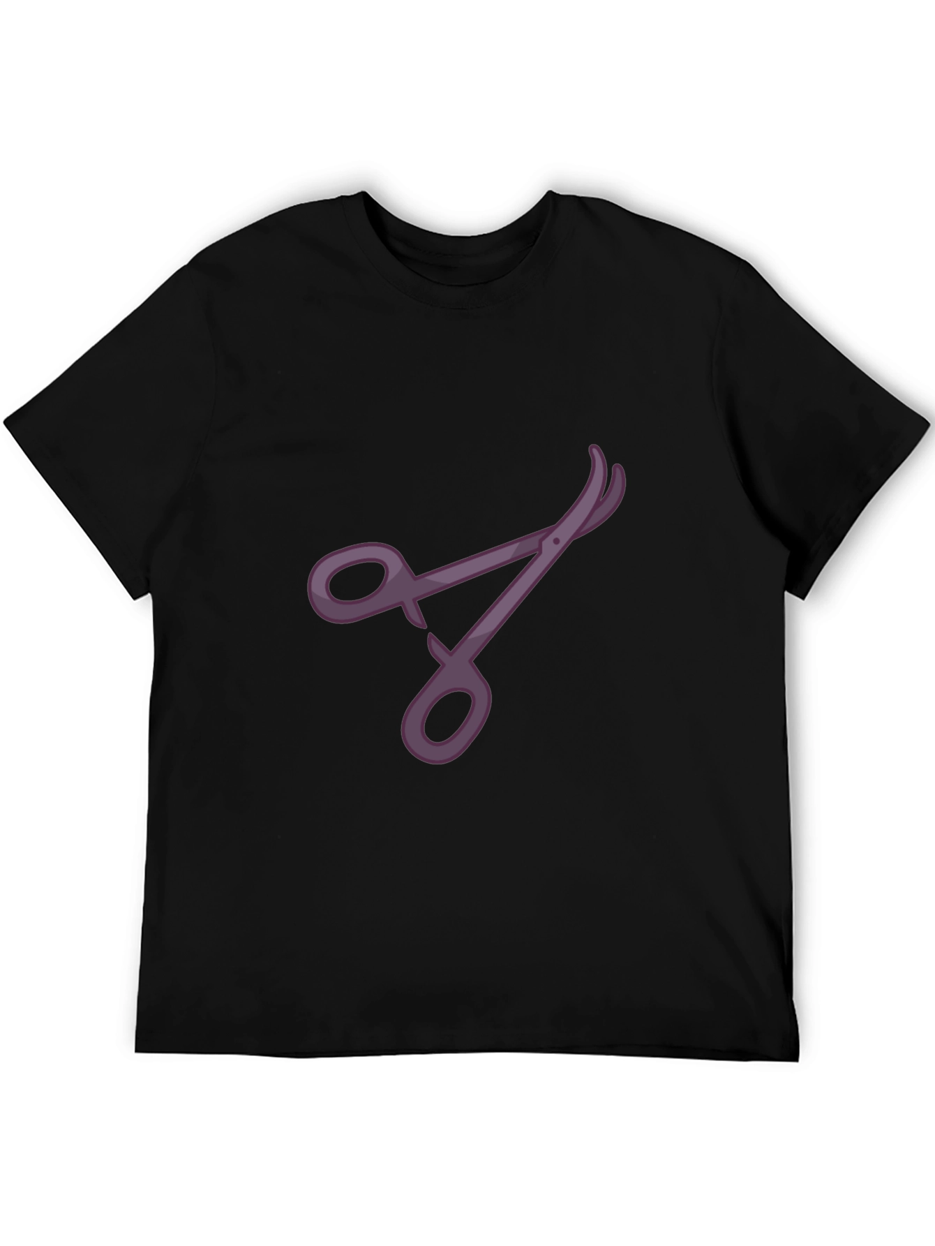 Stylish Black T-Shirt with Purple Scissors Design