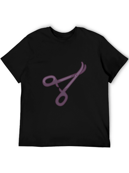 Stylish Black T-Shirt with Purple Scissors Design