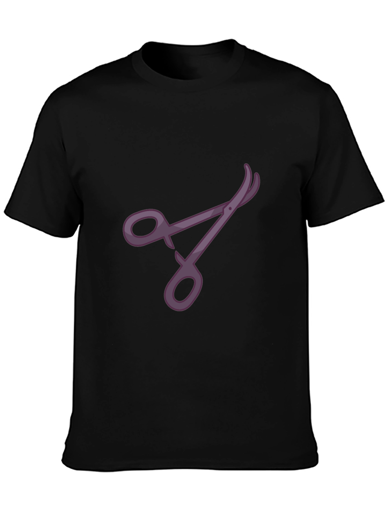 Stylish Black T-Shirt with Purple Scissors Design