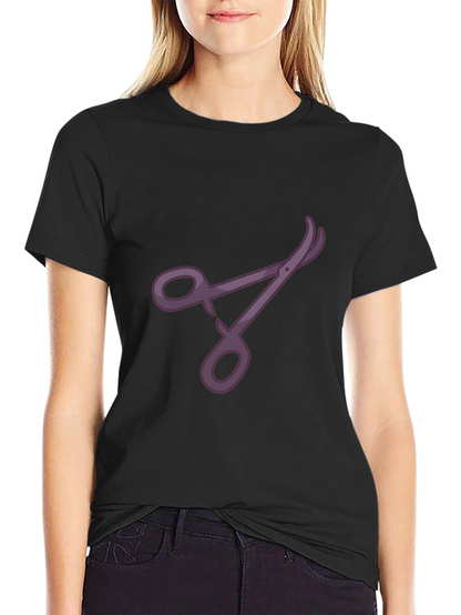 Stylish Black T-Shirt with Purple Scissors Design