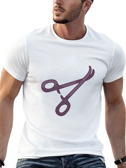 Stylish Black T-Shirt with Purple Scissors Design