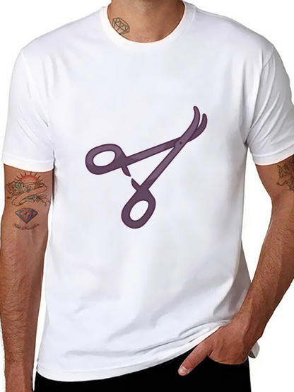 Stylish Black T-Shirt with Purple Scissors Design