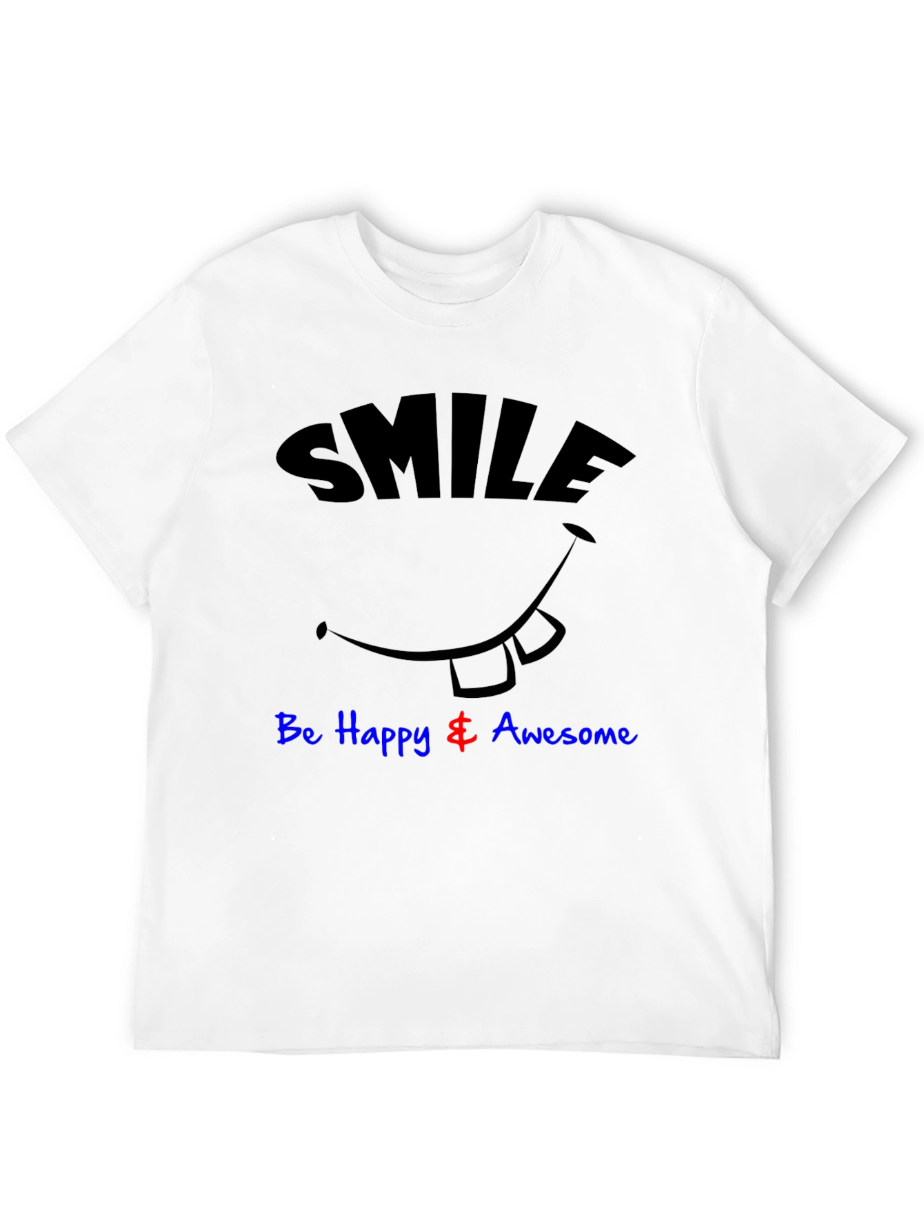 Smile Be Happy & Awesome Black Graphic T-Shirt