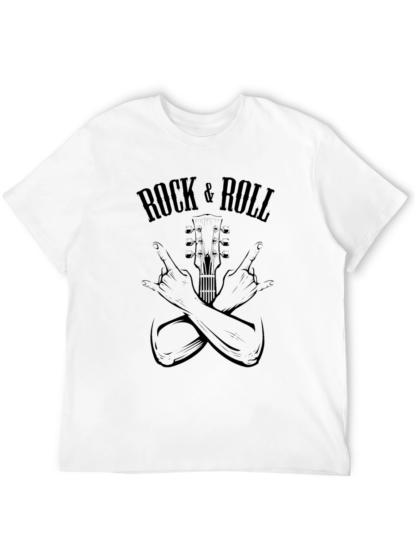 Rock & Roll Graphic Print Black T-Shirt