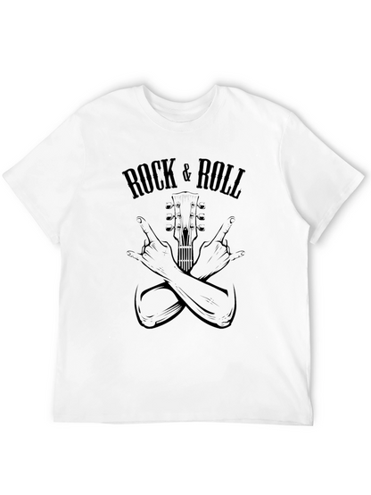 Rock & Roll Graphic Print Black T-Shirt