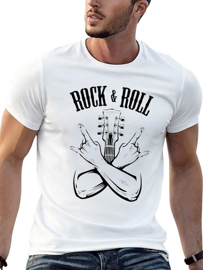 Rock & Roll Graphic Print Black T-Shirt