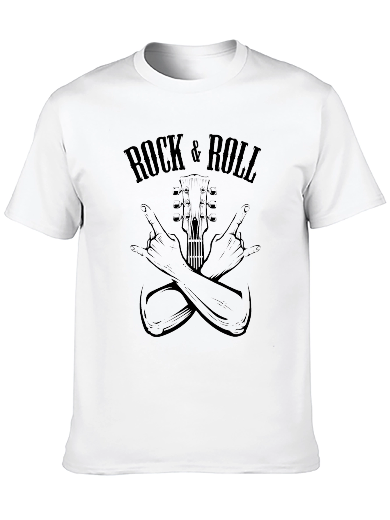 Rock & Roll Graphic Print Black T-Shirt