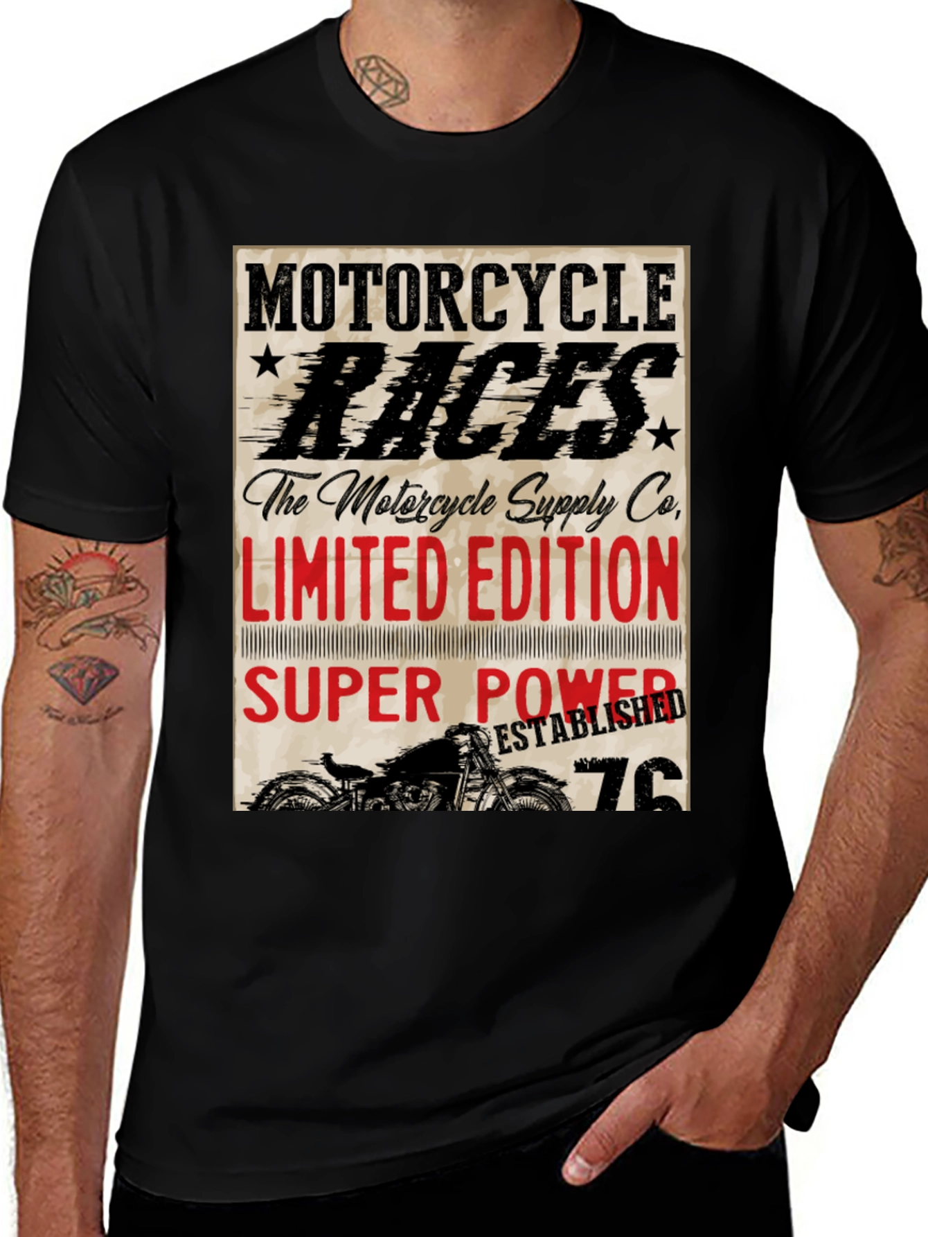 Motorcycle Races Limited Edition Black T-Shirt