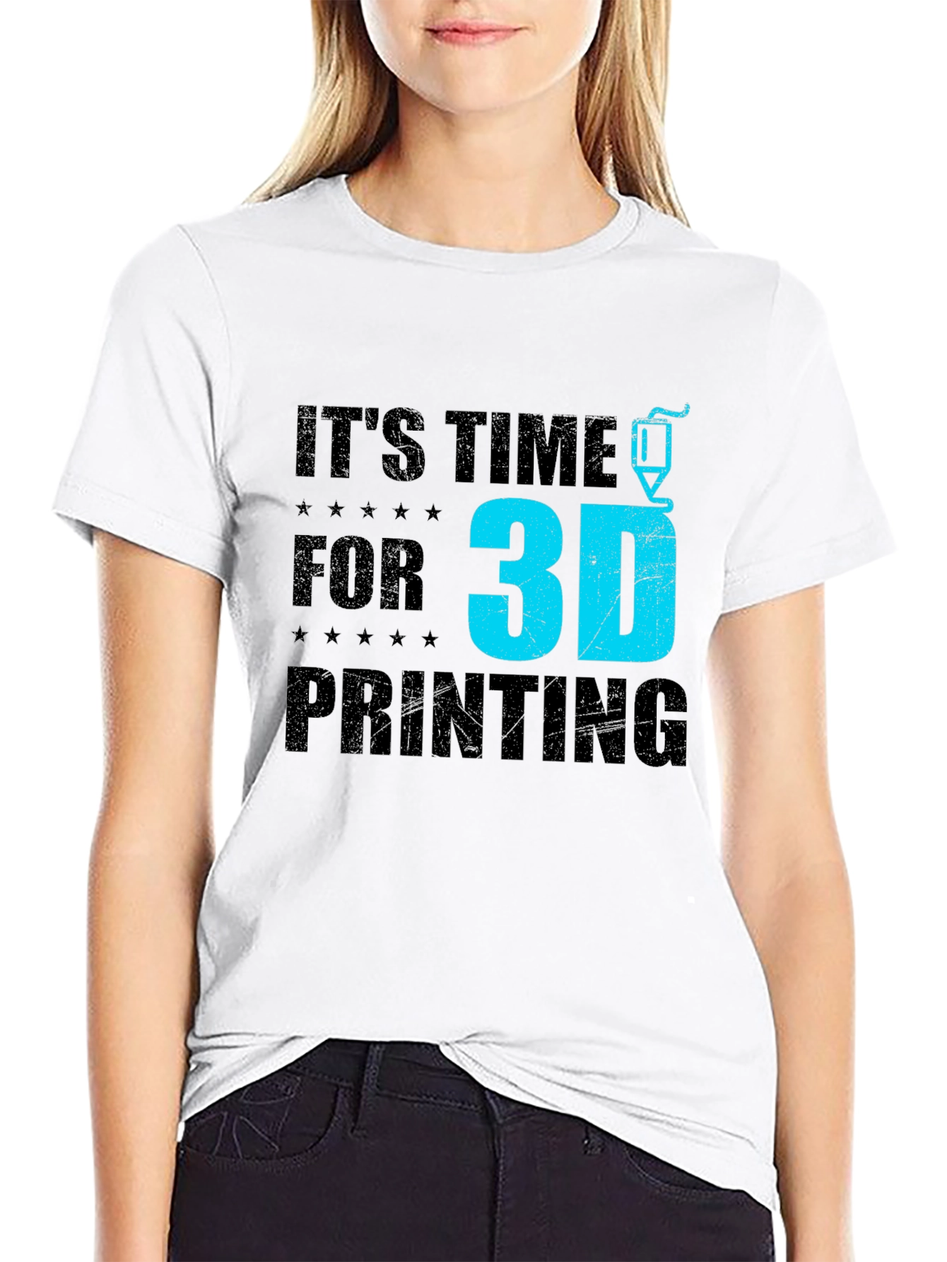 Its Time for 3D Printing Black Graphic T-Shirt