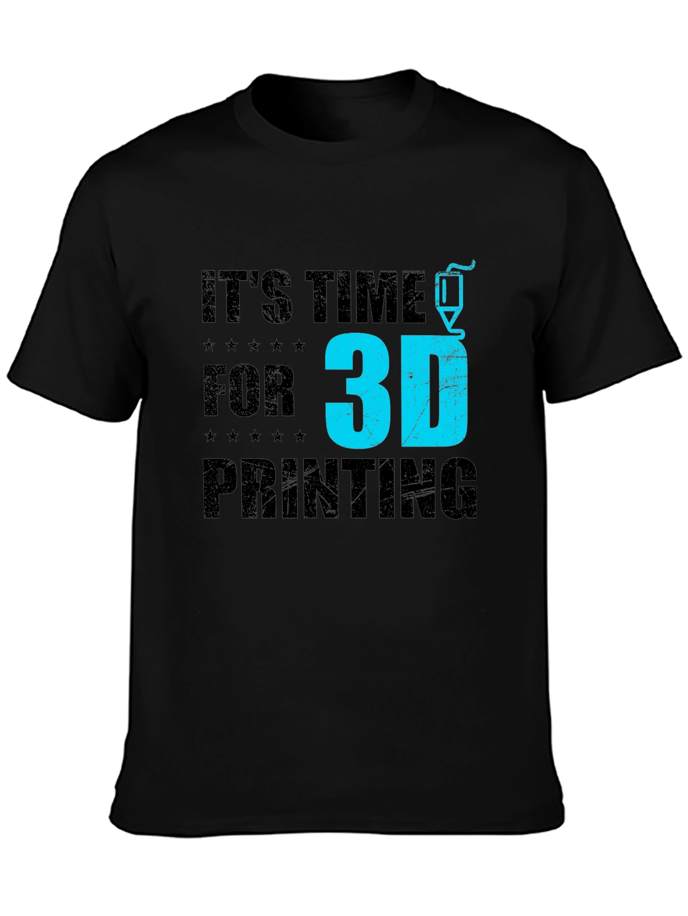Its Time for 3D Printing Black Graphic T-Shirt