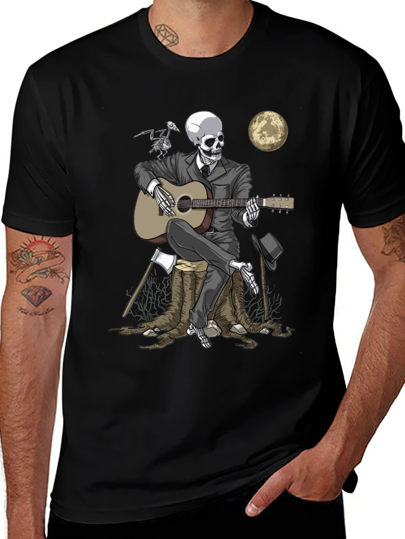 Skeleton Musician Graphic Tee