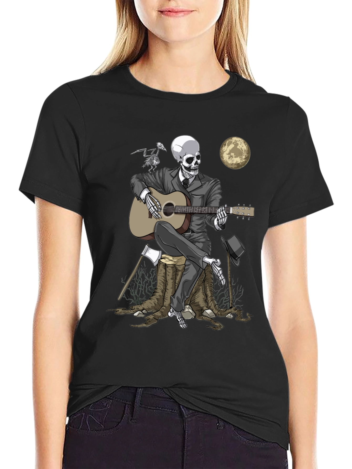 Skeleton Musician Graphic Tee