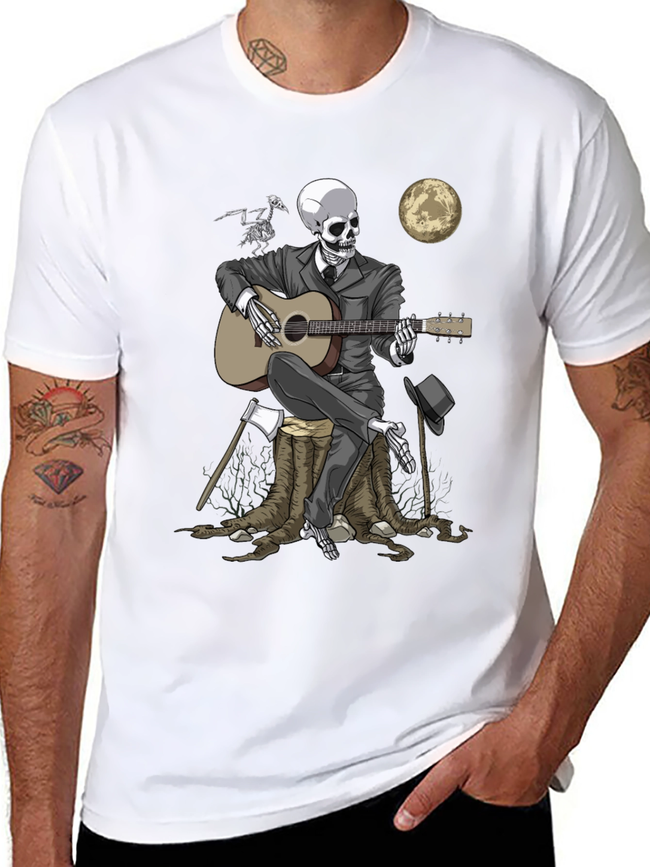 Skeleton Musician Graphic Tee