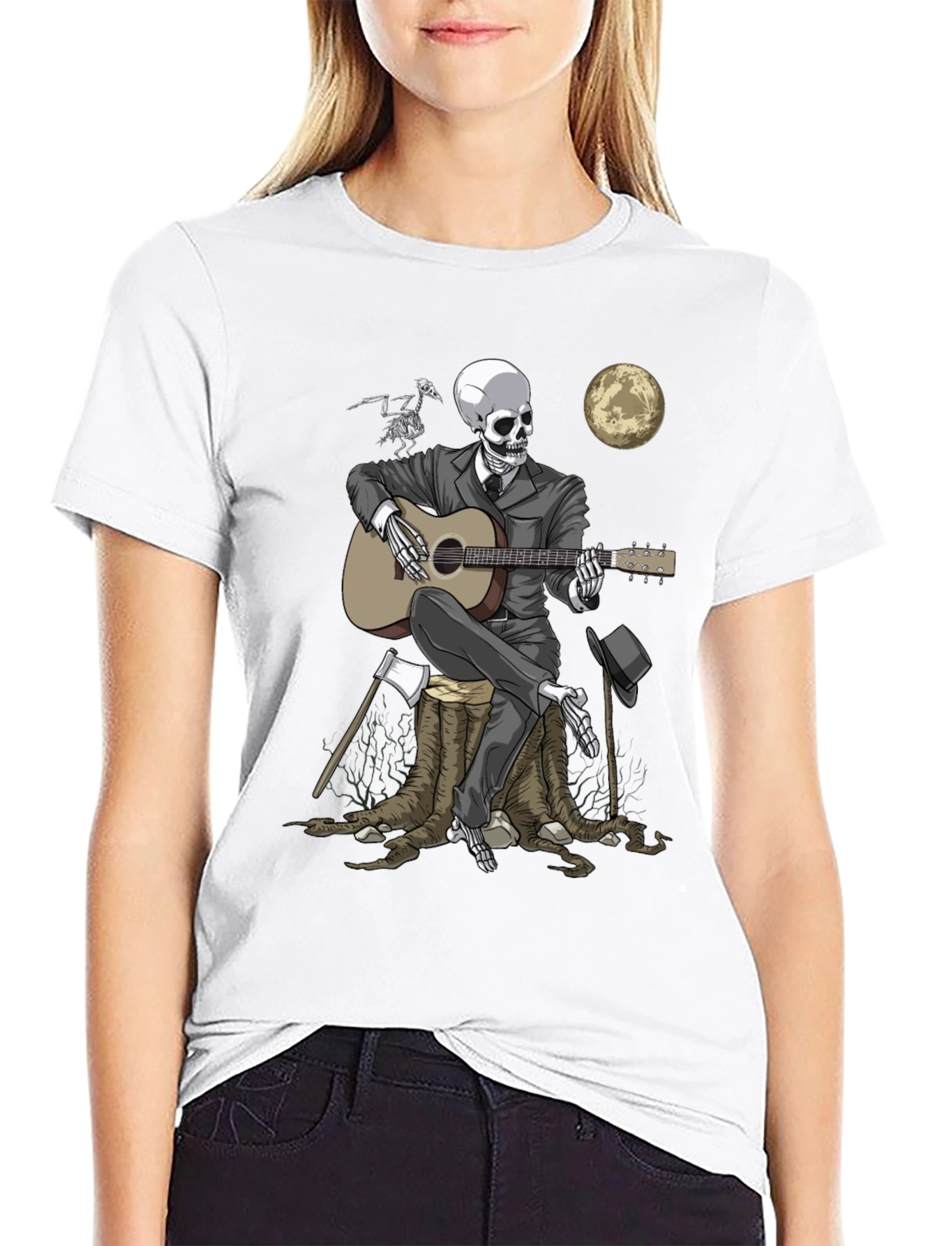 Skeleton Musician Graphic Tee