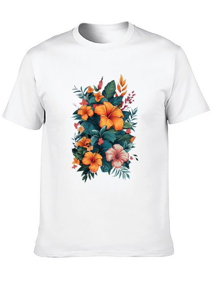 Floral Hibiscus Graphic Tee - Tropical Print