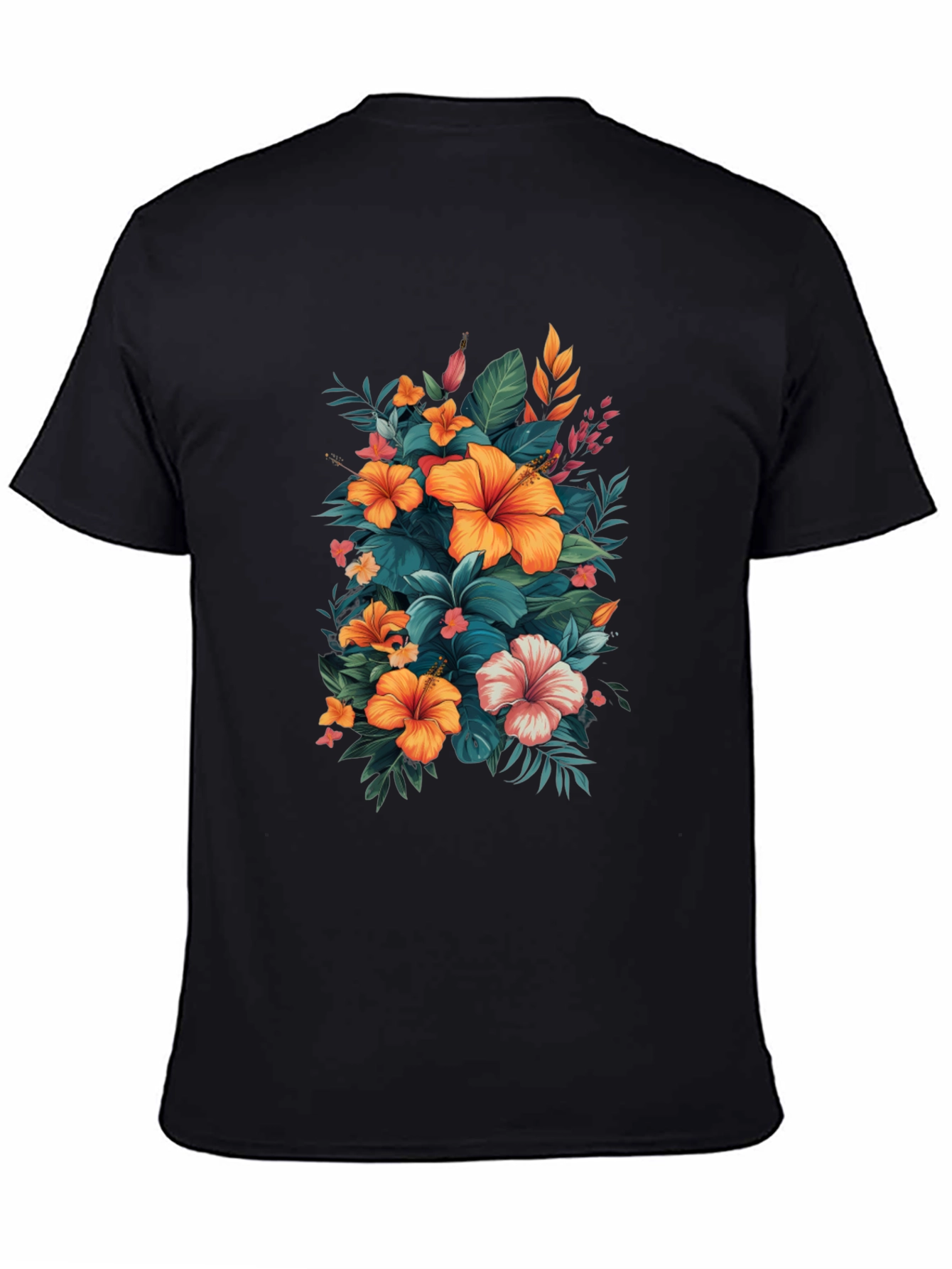 Floral Hibiscus Graphic Tee - Tropical Print