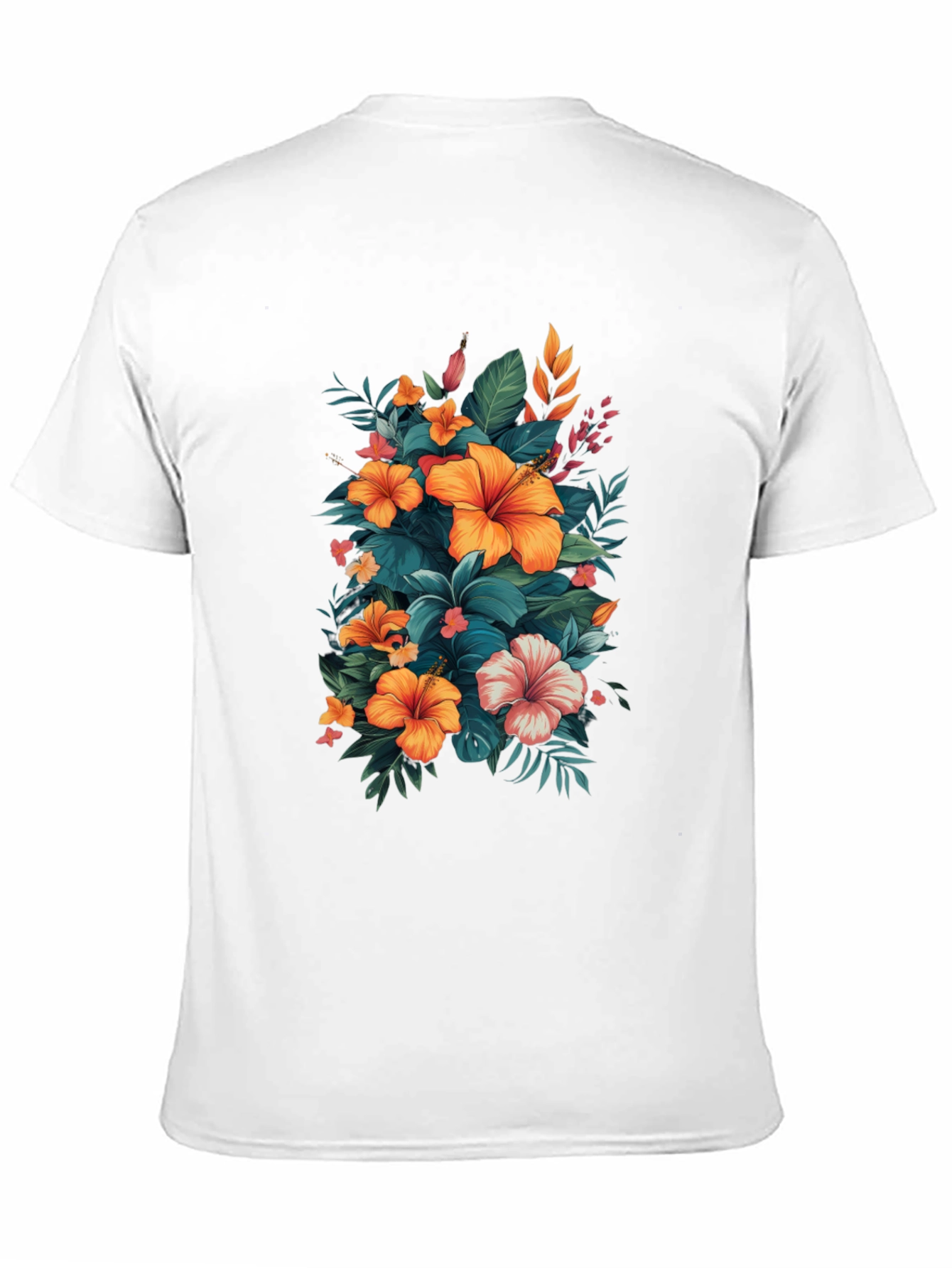 Floral Hibiscus Graphic Tee - Tropical Print