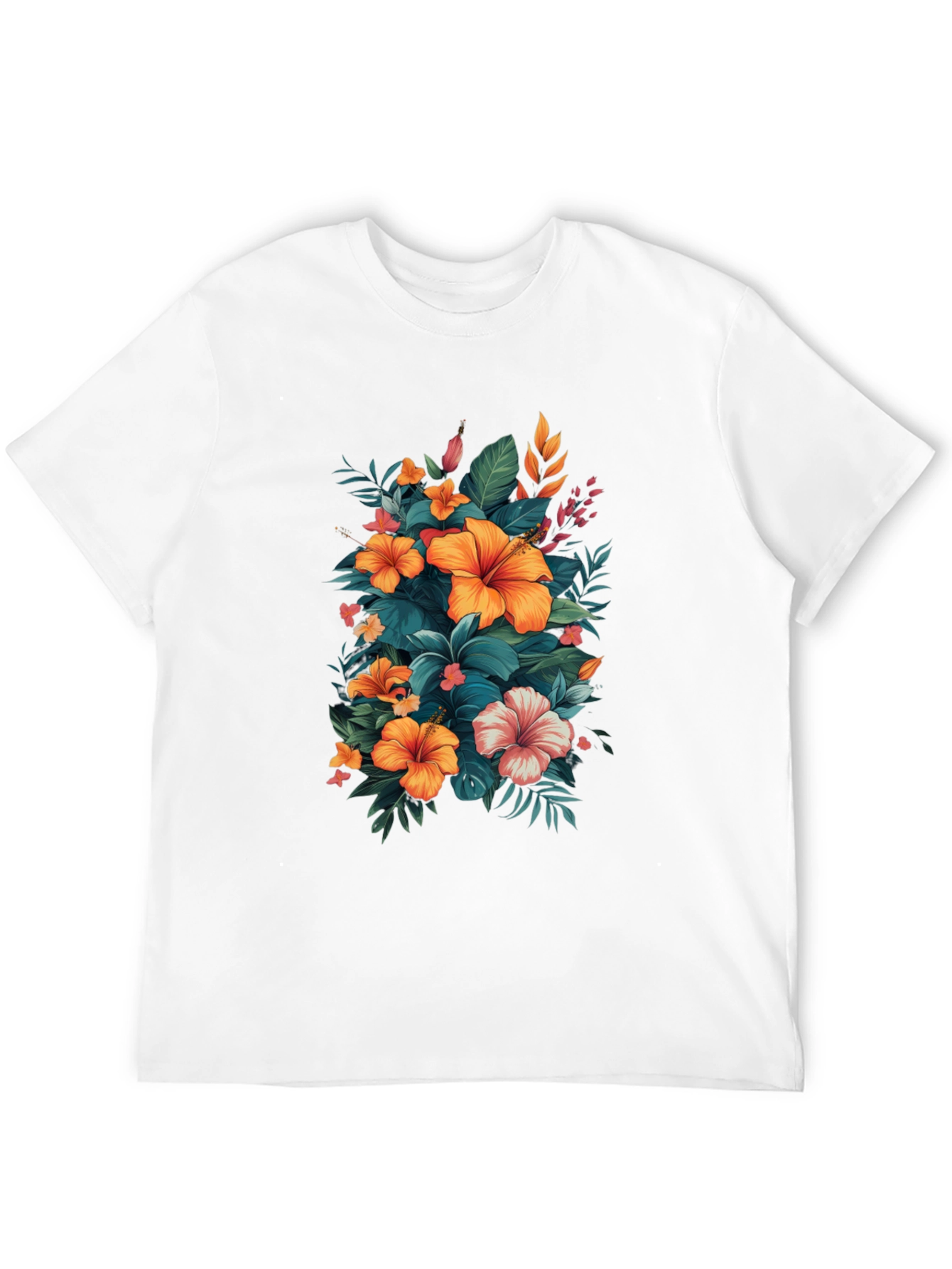 Floral Hibiscus Graphic Tee - Tropical Print
