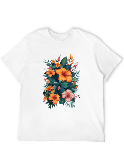 Floral Hibiscus Graphic Tee - Tropical Print