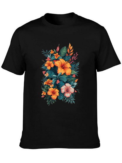 Floral Hibiscus Graphic Tee - Tropical Print