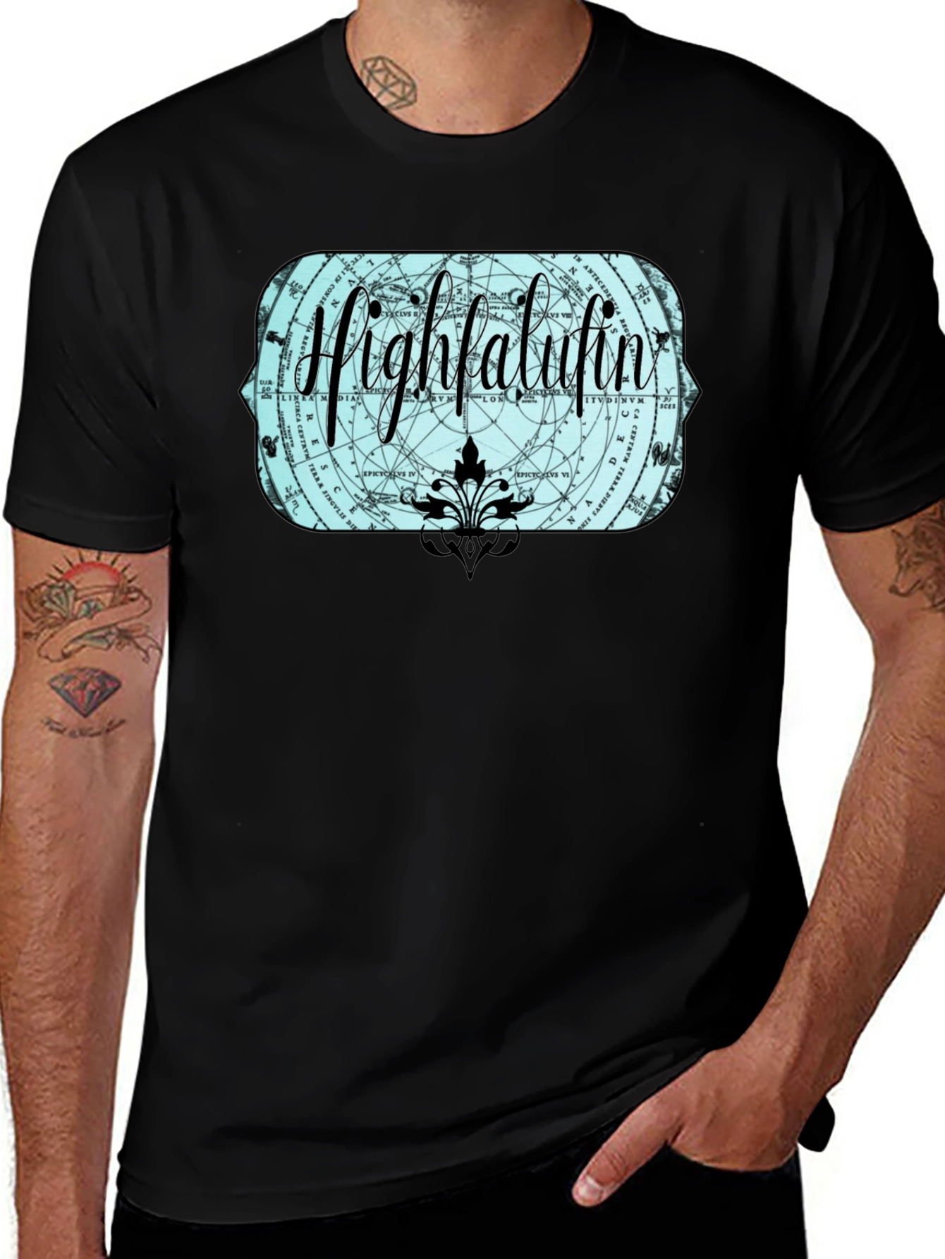 Highfalutin Graphic Print Black T-Shirt